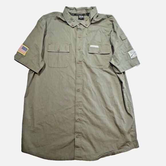 Men’s Grunt‎ Style Garage Button Down Shirt XL Military Green - Picture 1 of 16
